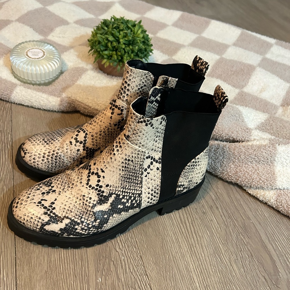 Snake Print Lug Boots